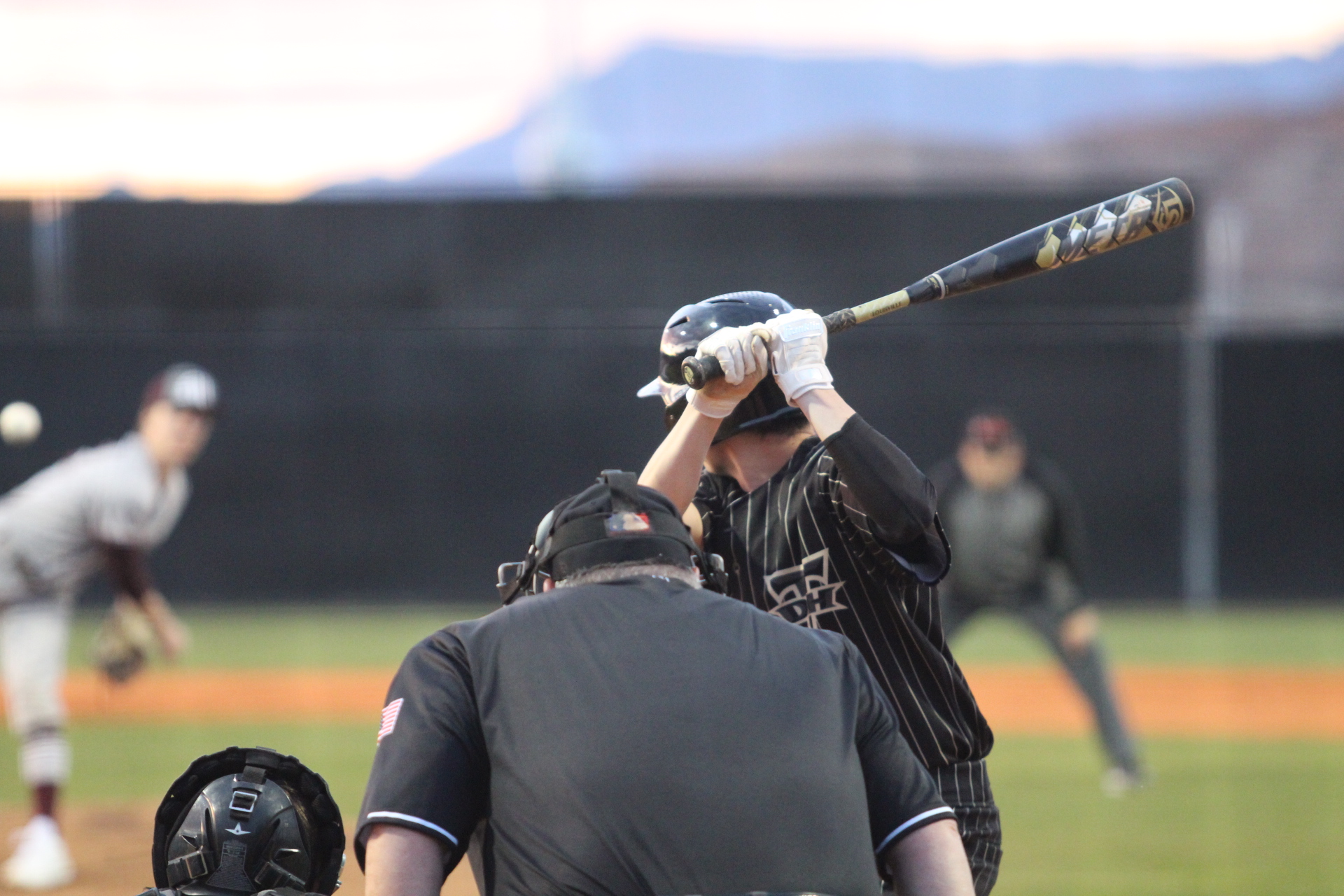 Baseball player at bat photo